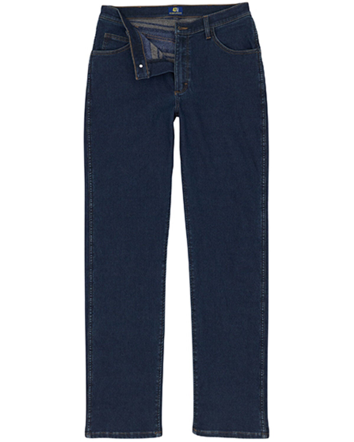 Image #6 - Wrangler Men's 14MWZ Cowboy Cut&reg; Dark Wash Flannel Lined Straight Stretch Denim Jeans, Dark Wash, hi-res