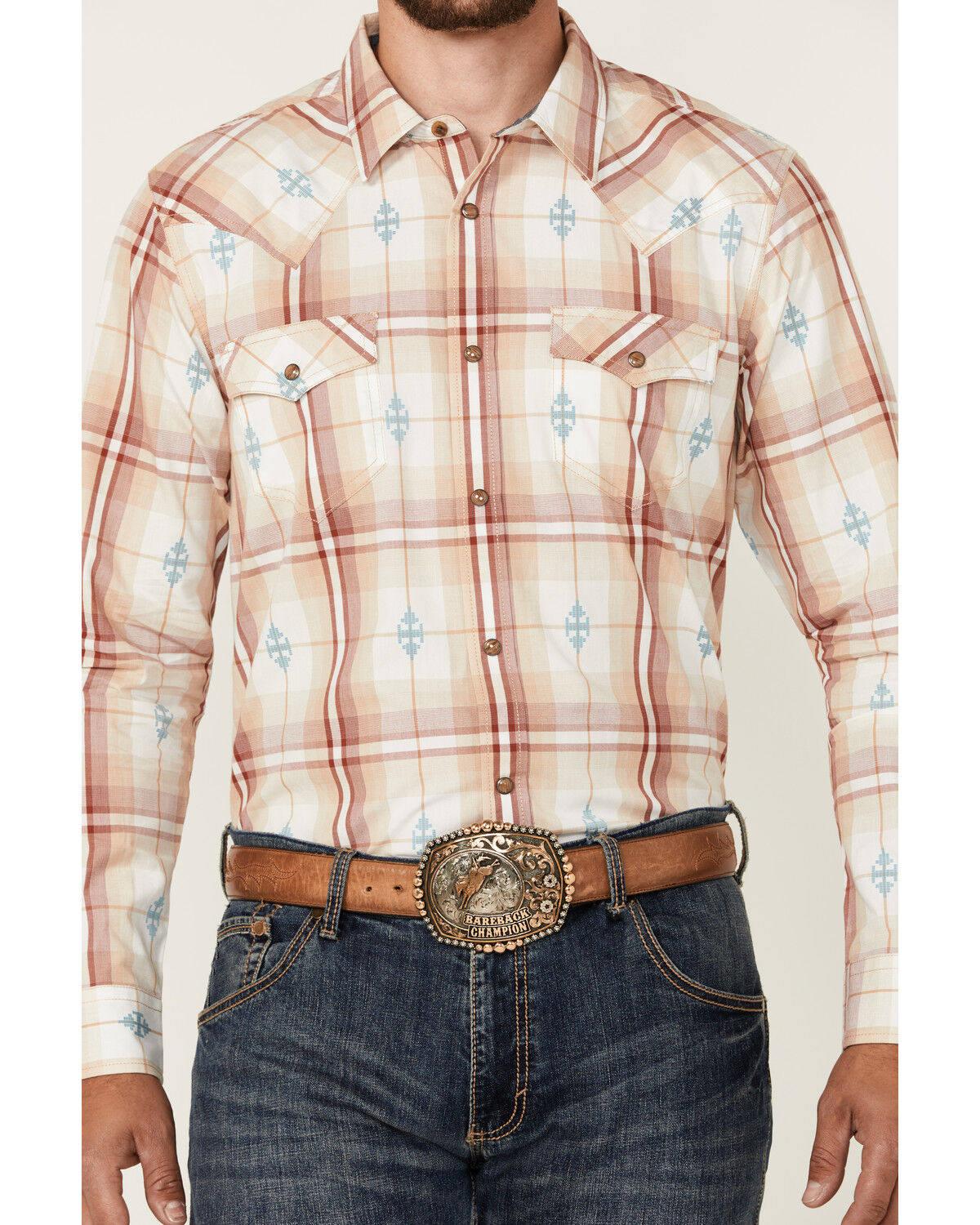 Image #3 - Cody James Men's Samba Plaid Print Long Sleeve Snap Western Shirt, Red, hi-res