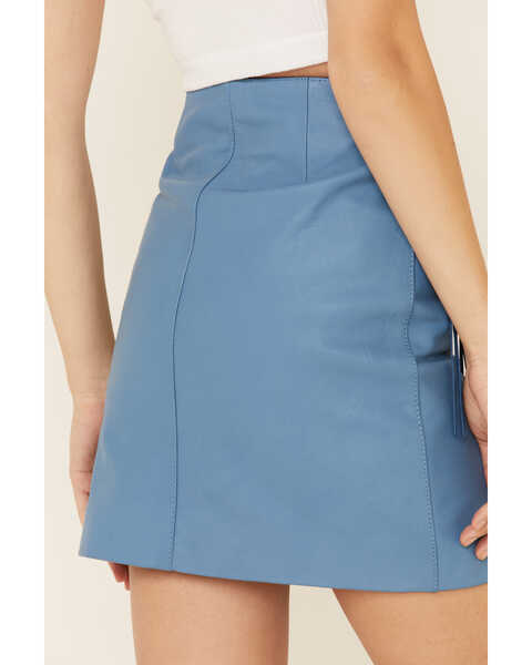 Understated Leather Women's Turquoise Fringe Peace Skirt, Turquoise, hi-res