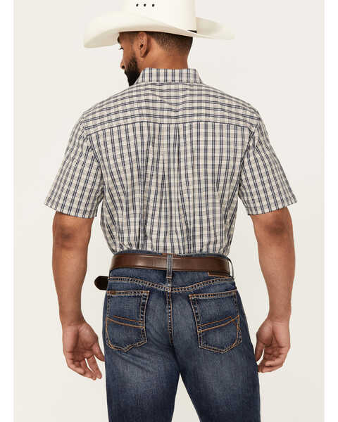 Image #4 - Cody James Men's Plaid Print Short Sleeve Button-Down Stretch Western Shirt , Navy, hi-res
