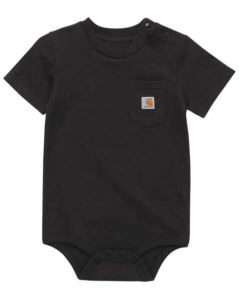 Image #1 - Carhartt Infant Boys' Short Sleeve Pocket Onesie , Black, hi-res