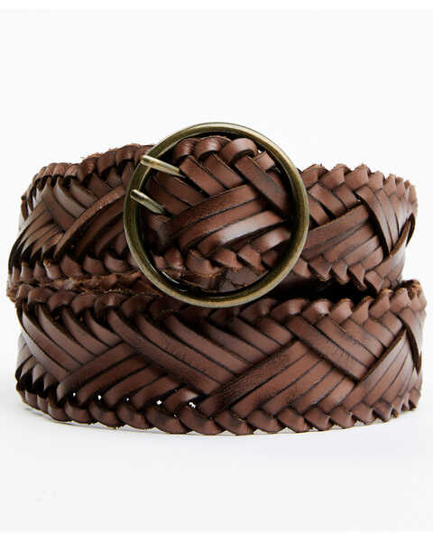 Image #1 - Cleo + Wolf Women's Braided Leather Belt, Brown, hi-res