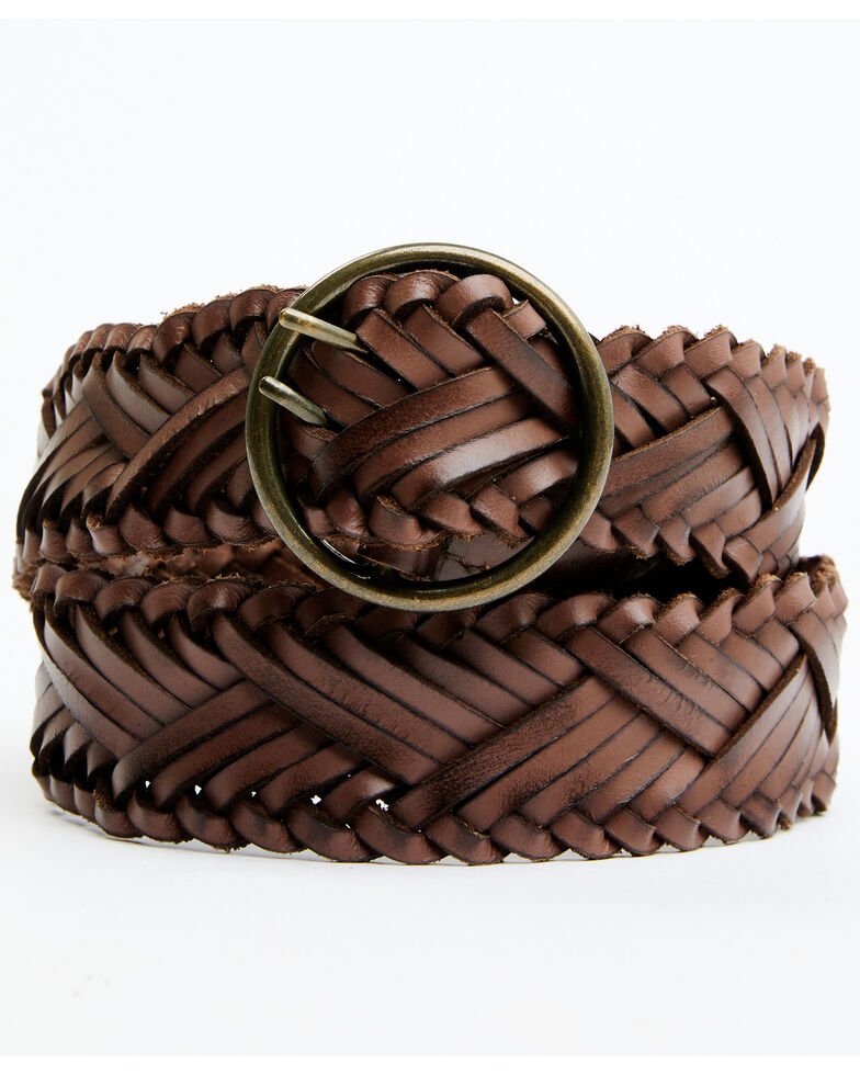 Cleo + Wolf Women's Braided Leather Belt, Brown, hi-res