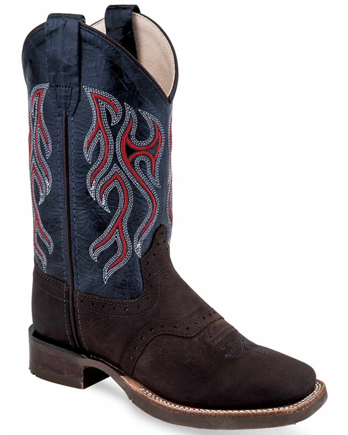 Image #1 - Old West Boys' Embroidered Western Boots - Square Toe, Brown, hi-res