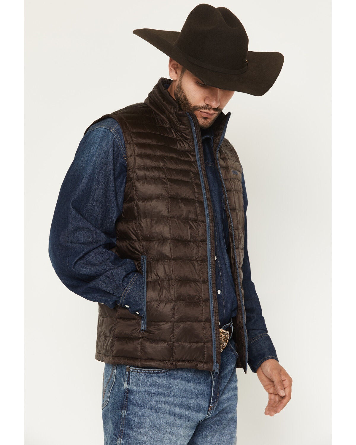 Image #2 - Resistol Men's Cold Bloq Puffer Vest, Brown, hi-res