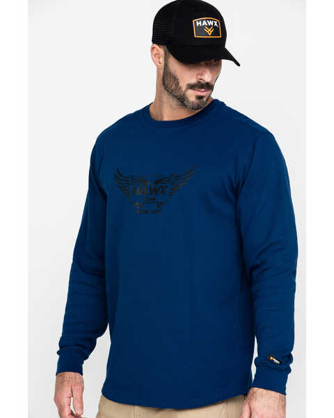  Hawx Men's Wings Graphic Thermal Long Sleeve Work T-Shirt , Blue, hi-res