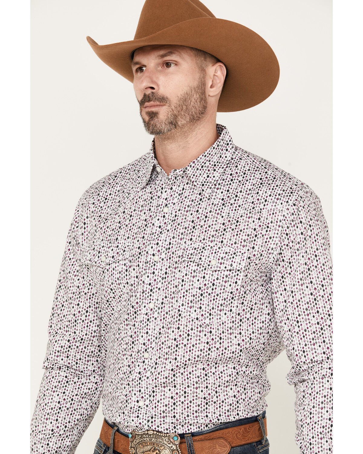 Image #2 - Wrangler 20X Men's Geo Print Long Sleeve Snap Western Shirt, White, hi-res