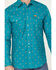 Image #3 - Wrangler Men's FR Checotah Southwestern Print Long Sleeve Snap Work Shirt, Green, hi-res