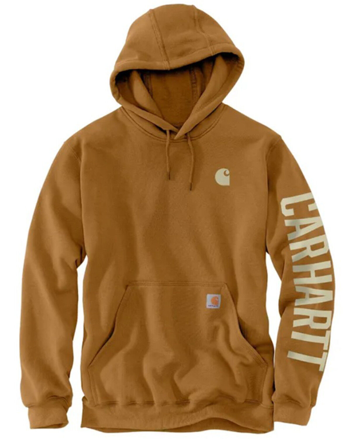 Image #1 - Carhartt Men's Rain Defender Loose Fit Midweight Logo Graphic Print Hooded Sweatshirt, Brown, hi-res