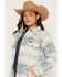 Image #2 - Wrangler Women's Southwestern Striped Lined Jacquard Shacket, Blue, hi-res