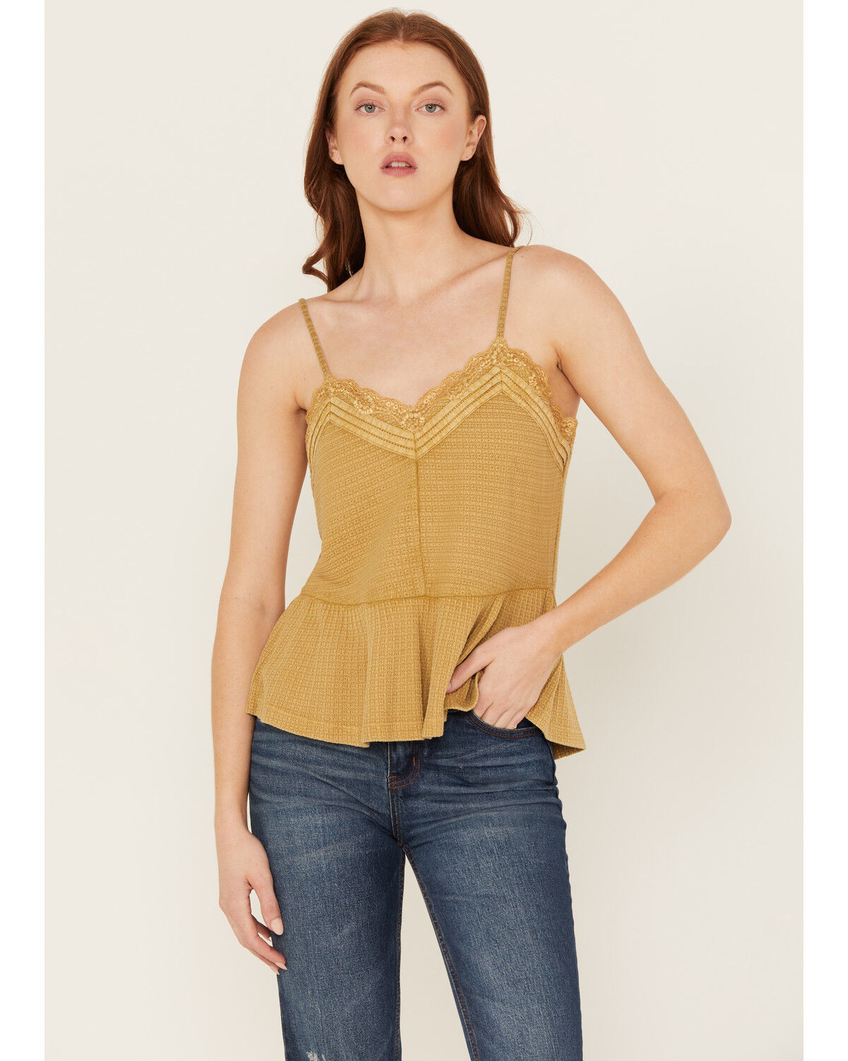 Image #1 - Cleo + Wolf Women's Drop Needle Rib Strappy Tank Top, Bronze, hi-res