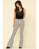 Rock & Roll Denim Women's Stripe High Rise Flare Jeans, White, hi-res