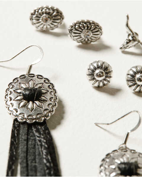 Image #3 - Idyllwind Women's 5-piece Silver Concho & Tassel Decatur Earrings Set, Multi, hi-res