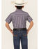 Image #4 - Ely Walker Boys' Dobby Striped Short Sleeve Pearl Snap Western Shirt, Blue, hi-res