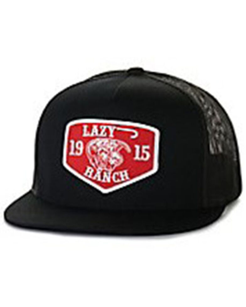 Lazy J Ranchwear Men's Red Ranch Logo Patch Soft-Mesh Ball Cap , Black, hi-res