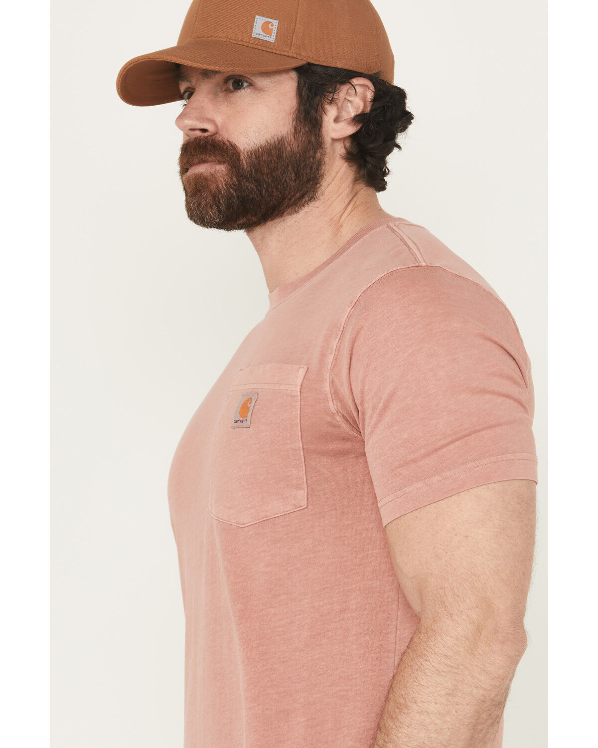 Image #2 - Carhartt Men's Re-Engineered Relaxed Fit Lightweight Short Sleeve Garment Dyed Work T-Shirt, Rose, hi-res