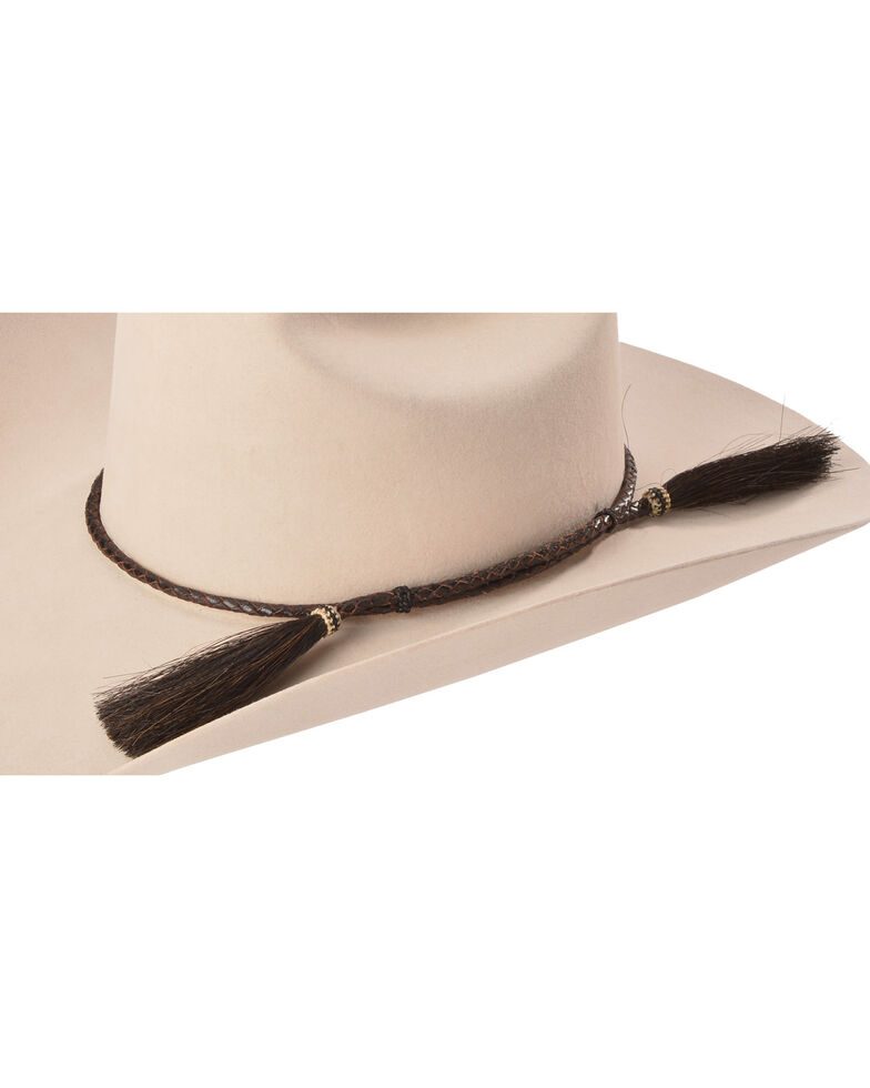 Cody James Men's Brown Leather Braid Horse Hair Tassel Hat Band, Brown, hi-res