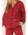 Image #2 - PJ Salvage Women's Boot Barn Exclusive Scarf Print Pajama Set - 2 Piece, Red, hi-res