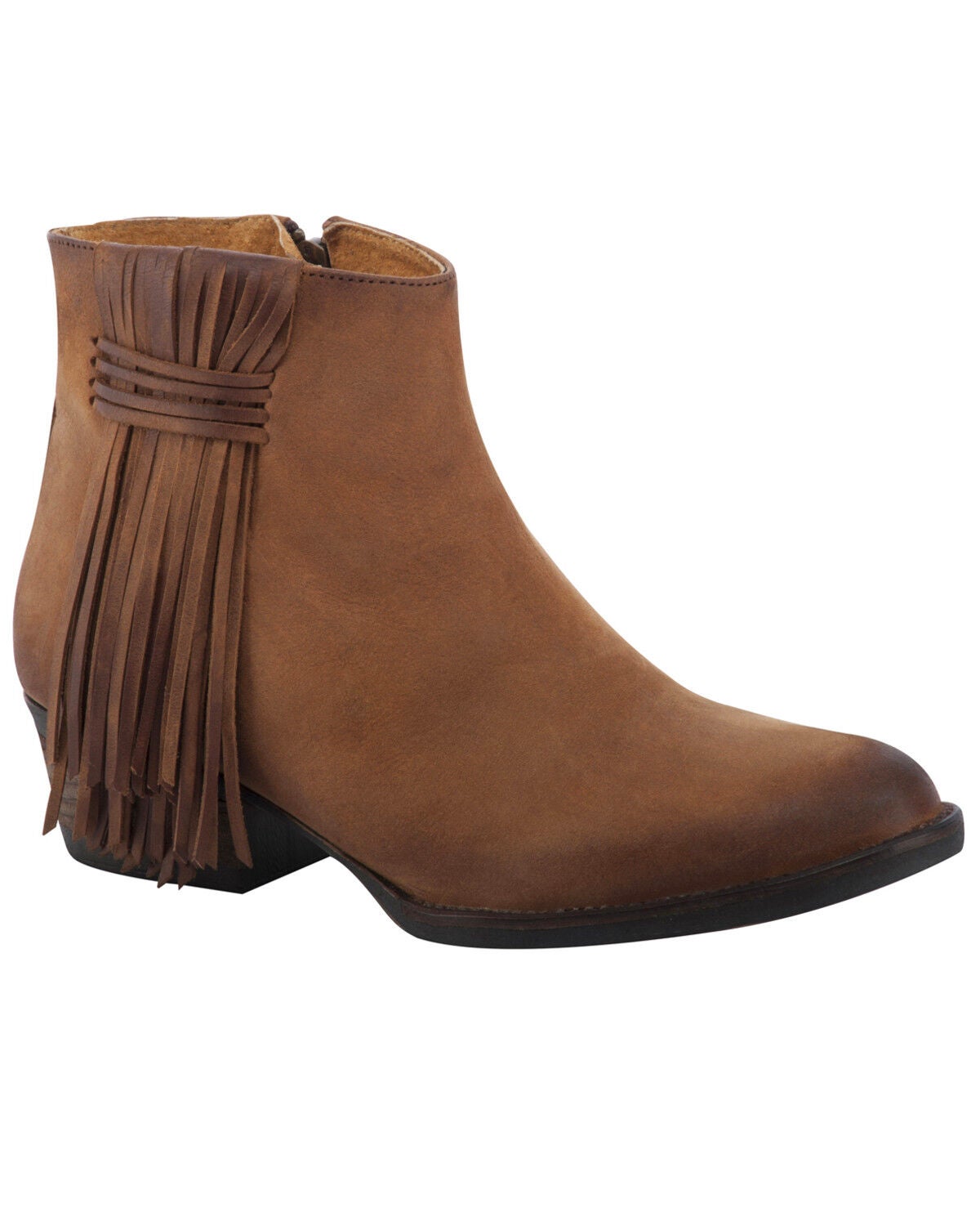 brown booties with fringe