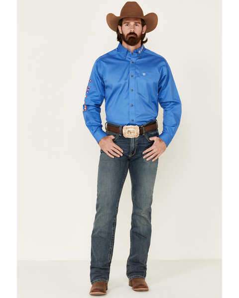 Image #2 - Ariat Men's Blue Team Logo Button Long Sleeve Western Shirt - Big, Blue, hi-res