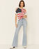 Shyanne Women's Flag Cold Shoulder Tie-Up Top  , White, hi-res