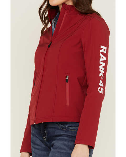 RANK 45 Women's Soft Shell Logo Riding Jacket, Red, hi-res