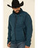 Image #1 - Powder River Outfitters Men's Teal Waffle Melange Knit Zip-Front Jacket, Teal, hi-res