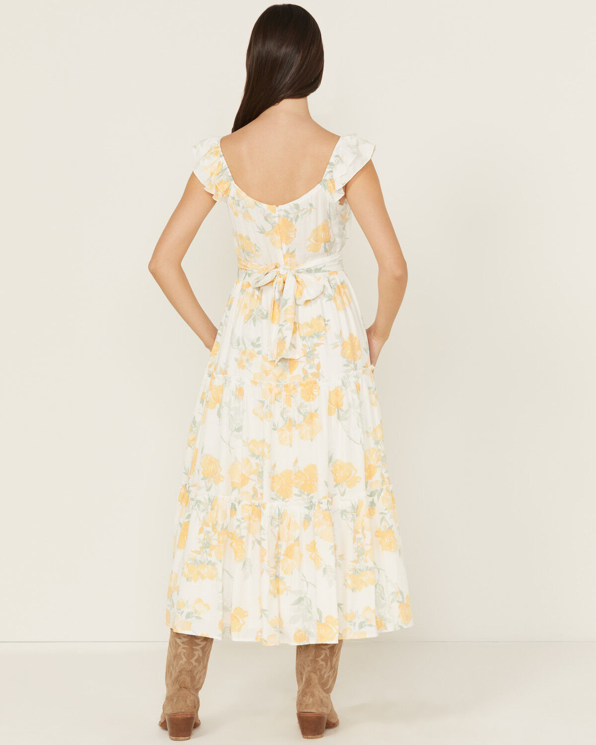 Image #4 - Ash & Violet Women's Floral Print Sleeveless Floral Print Midi Dress, Yellow, hi-res