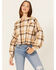 Image #1 - Shyanne Women's Plaid Print Long Sleeve Flannel Button Down Shirt, Sand, hi-res