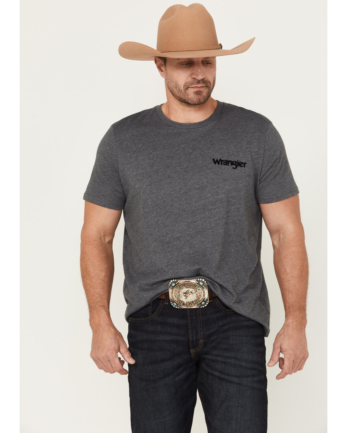 Image #2 - Wrangler Men's Born Free Short Sleeve Graphic T-Shirt, Heather Grey, hi-res