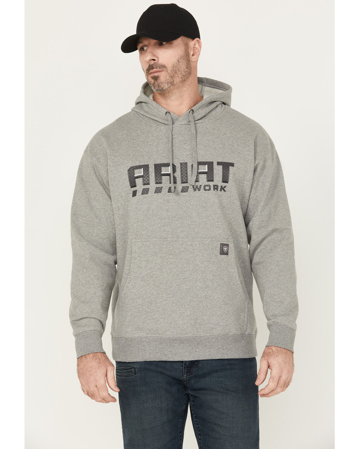 Image #1 - Ariat Men's Rebar Workman Drive Hooded Sweatshirt, Grey, hi-res