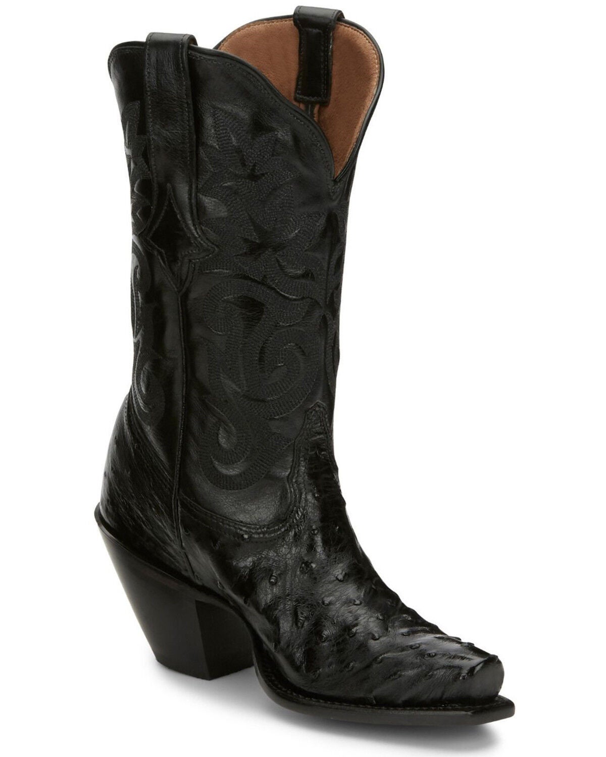 Image #1 - Tony Lama Women's Black Mindy Hermosa Full Quill Ostrich Western Boots - Snip Toe, , hi-res