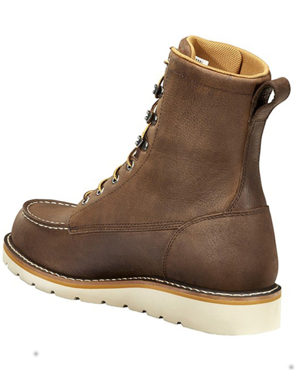 Image #3 - Carhartt Men's WP Soft Toe 8" Lace-Up Wedge Work Boots - Moc Toe, Dark Brown, hi-res