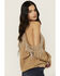 Image #2 - Blue B Women's Rhinestone Fringe Cold Shoulder Sweatshirt, Brown, hi-res