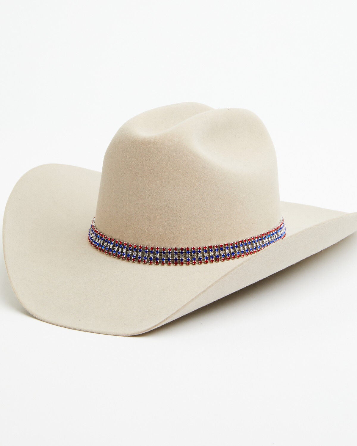 Austin Accent Women's Patriotic Rhinestone Hat Band, Red/white/blue, hi-res