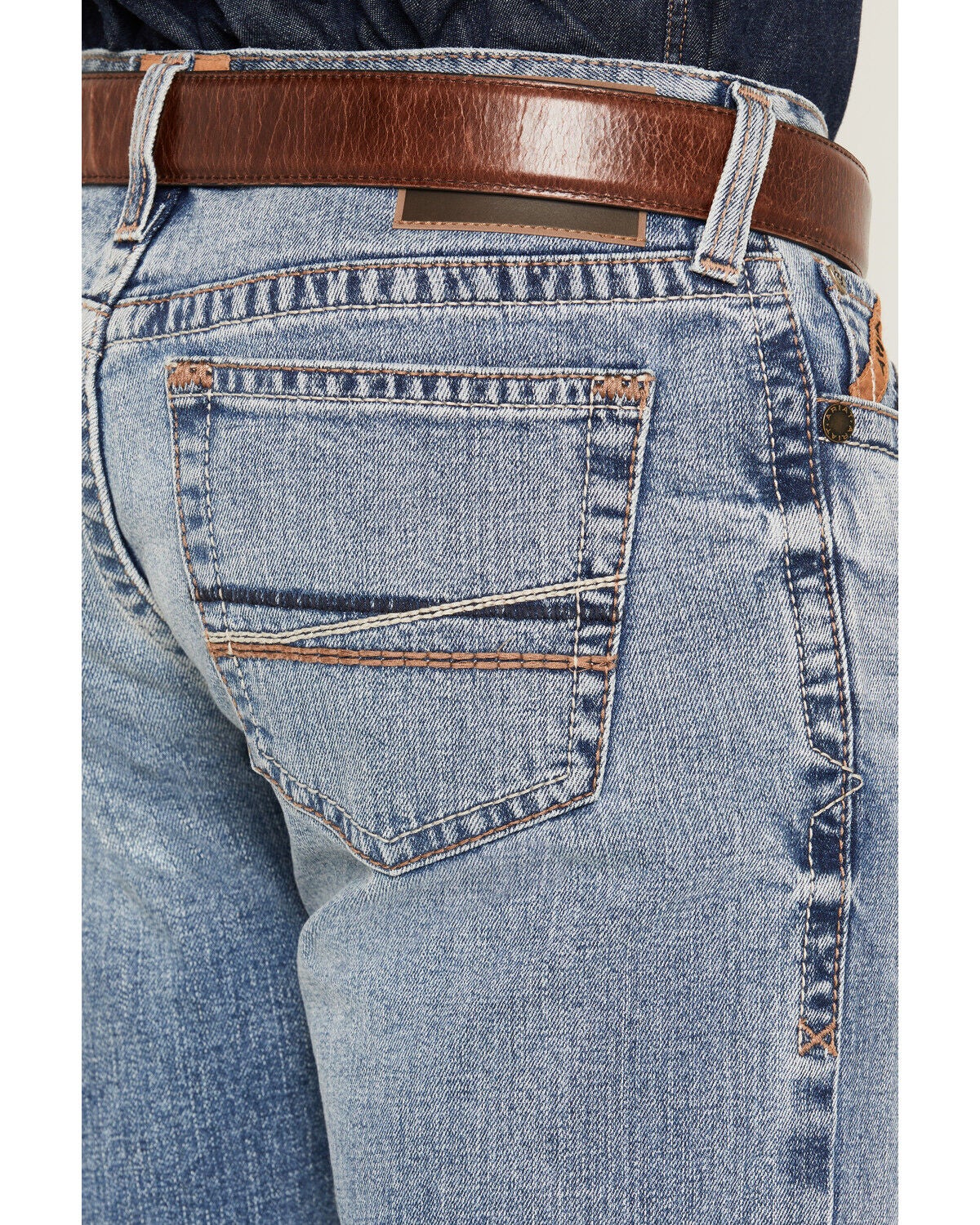 Image #4 - Ariat Men's M7 Emmett Acid Light Wash Slim Straight Stretch Denim Jeans, Light Wash, hi-res