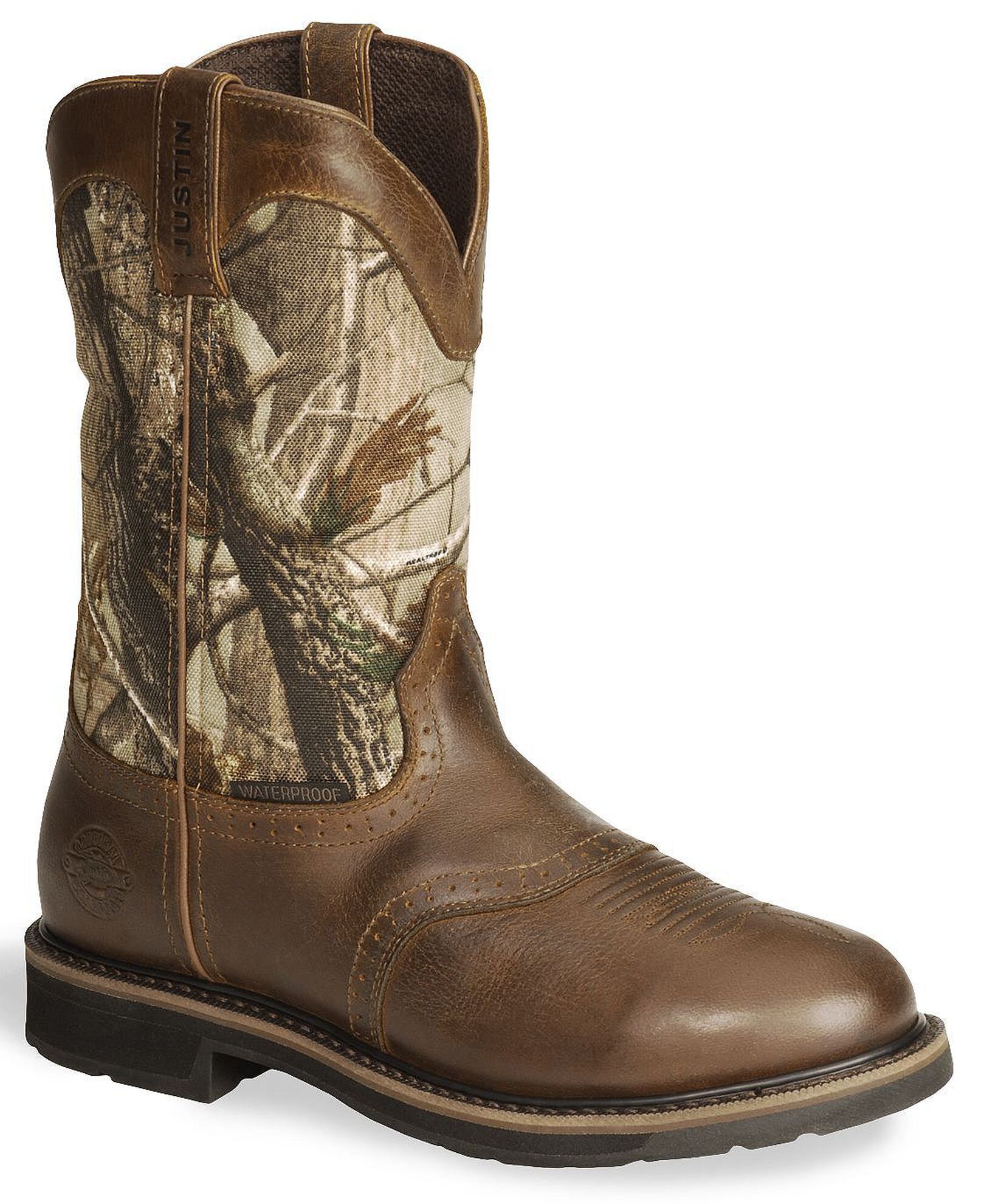 Justin Men s Stampede Trekker Camo Waterproof Boots Soft Toe