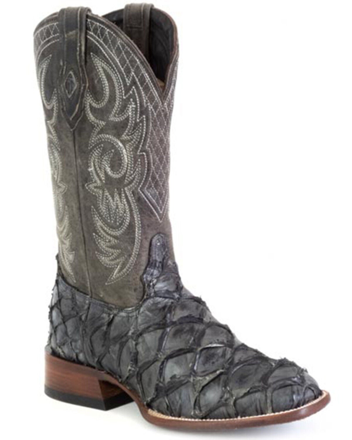 Stetson Men's Amazon Exotic Pirarucu Western Boots - Broad Square Toe, Grey, hi-res