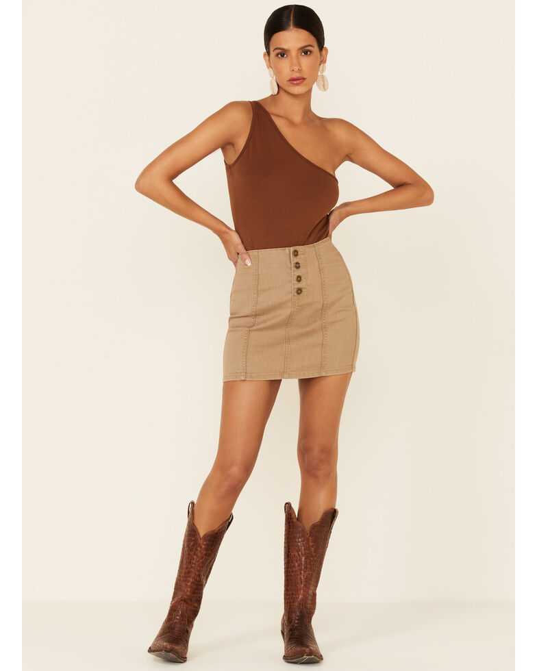 Shayanne Women's Denim Mini Skirt, Tan, hi-res