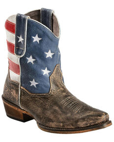 Roper Americana Patriotic Boots - Snip Toe, Brown, hi-res