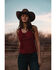 Image #1 - Shyanne Women's Cut Out Tie-Front Tank, Burgundy, hi-res