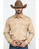 Image #1 - Wrangler Retro Men's Solid Long Sleeve Snap Western Shirt, Tan, hi-res