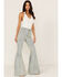 Image #1 - Free People Women's Light Wash High Rise Geo Print Just Float On Flare Jeans, Light Wash, hi-res