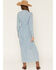 Image #4 - Wrangler Women's Light Wash Long Sleeve Cinched Waist Maxi Dress, Light Wash, hi-res