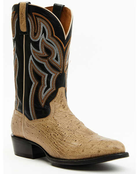 Dan Post Men's Exotic Full Quill Ostrich Western Boots - Medium Toe, White, hi-res