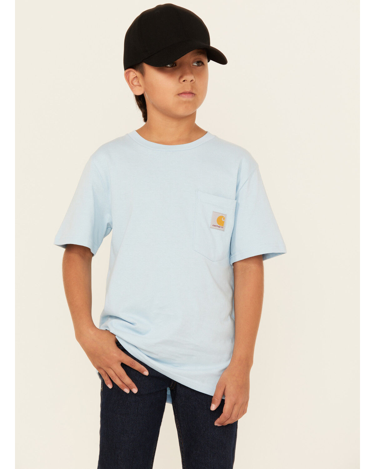 Image #1 - Carhartt Boys' Carhartt Logo Short Sleeve Graphic T-Shirt, Light Blue, hi-res