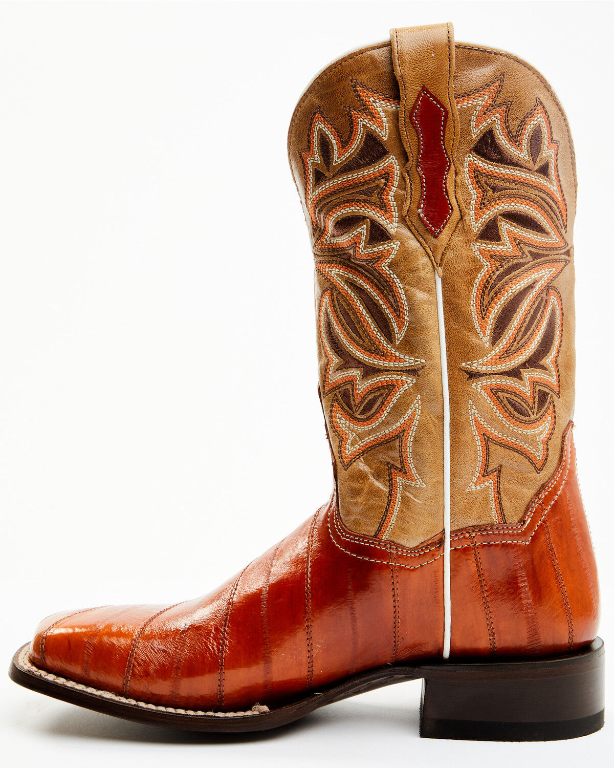 Image #3 - Dan Post Women's Peanut Exotic Eel Western Boot - Broad Square Toe, Brown, hi-res