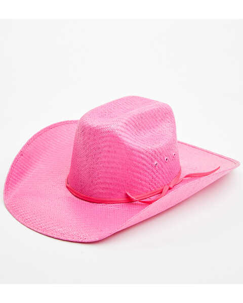 Twisted Little Kids' Straw Cowboy Hat , Hot Pink, hi-res