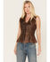 Image #2 - Cripple Creek Women's Antique Finish Stud Vest, Brown, hi-res