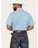 Image #4 - Rodeo Clothing Men's Boot Barn Exclusive Geo Print Short Sleeve Snap Western Shirt, Blue, hi-res